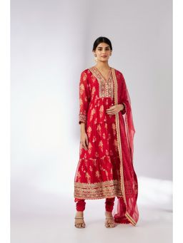 Gopi Vaid - Joshna Tiered Anarkali with Churidar and Dupatta (Set of 3)