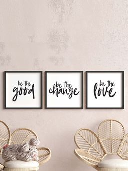 My Kids Wall - Be the Good, Be the Change, Be the Love Wall Art (Framed Set of 3)-Black (30x30 cm)