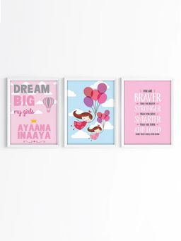 My Kids Wall - You are Braver, Stronger, Smarter and Loved Wall Art (Framed 3)-White (32x23 cm)