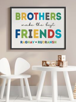 My Kids Wall - Brothers Make The Best Friends Wall Art (Framed)-Black