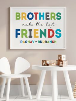 My Kids Wall - Brothers Make The Best Friends Wall Art (Framed)-White