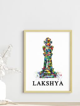 My Kids Wall - Chess King Personalised Wall Art (Framed)-Beige