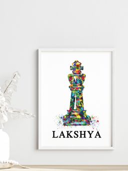 My Kids Wall - Chess King Personalised Wall Art (Framed)-White