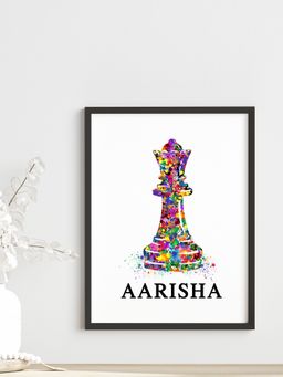 My Kids Wall - Chess Queen Personalised Wall Art (Framed)-Black