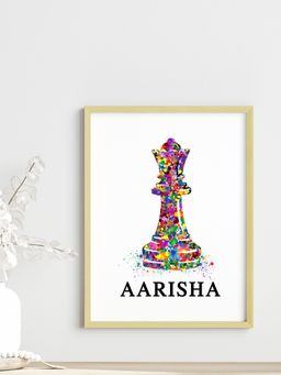 My Kids Wall - Chess Queen Personalised Wall Art (Framed)-Beige