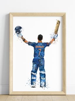 My Kids Wall - Cricket Player Personalised Wall Art (Framed)-Beige