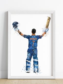 My Kids Wall - Cricket Player Personalised Wall Art (Framed)-White