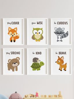 My Kids Wall - Cute Motivational Animals Wall Art (Framed)-White (32x23 cm)