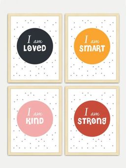 My Kids Wall - Daily Positive Affirmations Wall Art (Framed)-Multi-Color (32x23 cm)