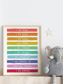 My Kids Wall - Daily Positive Affirmations Personalised Wall Art (Framed)-Beige