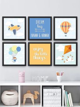My Kids Wall - Dream Big, Enjoy Little Things Siblings Wall Art (Framed 6)-Black (22.5x22.5 cm)
