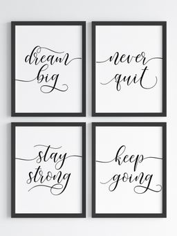 My Kids Wall - Dream Big, Stay Strong Wall Art (Framed Set of 4)-Black (32x23 cm)