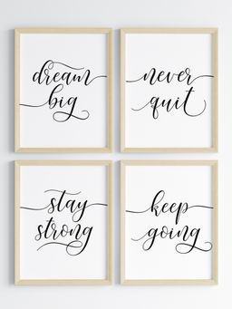My Kids Wall - Dream Big, Stay Strong Wall Art (Framed Set of 4)-Beige (32x23 cm)