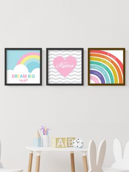 My Kids Wall - Dream Big Personalised Wall Art for Girl (Framed)-Black (30x30 cm)