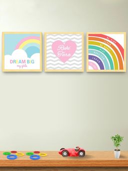 My Kids Wall - Dream Big Personalized Siblings Wall Art for Girl (Framed)-Beige (30x30 cm)