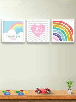 My Kids Wall - Dream Big Personalized Siblings Wall Art for Girl (Framed)-White (30x30 cm)