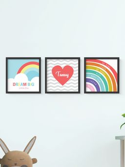 My Kids Wall - Dream Big Personalised Wall Art (Framed)-Black (30x30 cm)