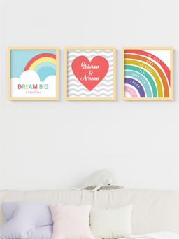 My Kids Wall - Dream Big Personalised Siblings Wall Art (Framed)-Beige (30x30 cm)