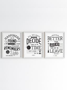 My Kids Wall - Famous Inspirational Sayings Wall Art (Framed Set of 3)-White (32x23 cm)