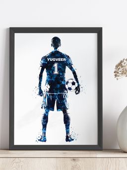 My Kids Wall - Football Player Personalised Wall Art (Framed)-Black