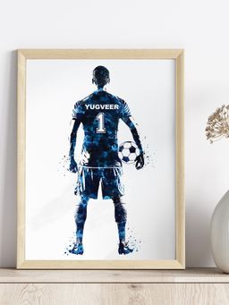My Kids Wall - Football Player Personalised Wall Art (Framed)-Beige