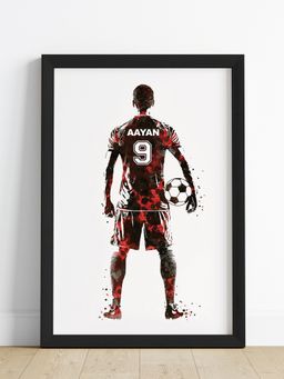 My Kids Wall - Football Player Personalised Wall Art (Framed)-Black