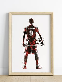 My Kids Wall - Football Player Personalised Wall Art (Framed)-Beige