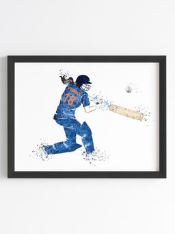 My Kids Wall - Cricket Player Girl Personalised Wall Art (Framed)-Black
