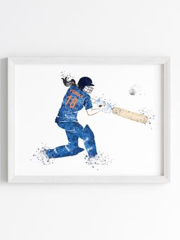 My Kids Wall - Cricket Player Girl Personalised Wall Art (Framed)-White