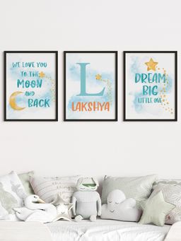 My Kids Wall - Hot Air Balloon Personalised Wall Art (Framed)-Black (32x23 cm)