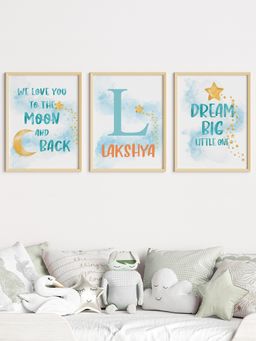 My Kids Wall - Hot Air Balloon Personalised Wall Art (Framed)-Beige (32x23 cm)