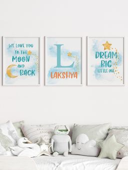 My Kids Wall - Hot Air Balloon Personalised Wall Art (Framed)-White (32x23 cm)