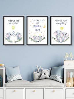 My Kids Wall - Now We Have Everything Personalised Siblings Wall Art (Framed 3)-Black (32x23 cm)