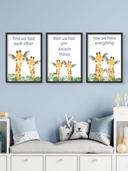 My Kids Wall - Now We Have Everything Personalised Siblings Wall Art (Framed 3)-Black (32x23 cm)