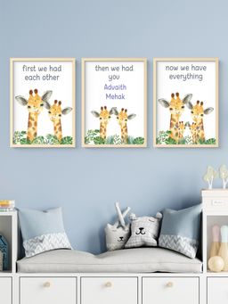 My Kids Wall - Now We Have Everything Personalised Siblings Wall Art (Framed 3)-Beige (32x23 cm)