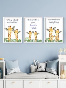 My Kids Wall - Now We Have Everything Personalised Siblings Wall Art (Framed 3)-White (32x23 cm)