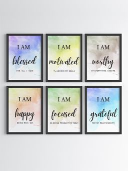 My Kids Wall - Positive Affirmations for Success Wall Art (Set of 6)-Black (32x23 cm)