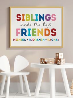 My Kids Wall - Siblings Make The Best Friends Wall Art (Framed)-Beige
