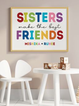 My Kids Wall - Sisters Make The Best Friends Wall Art (Framed)-Beige