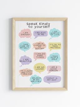 My Kids Wall - Speak Kindly To Yourself Wall Art (Framed)-Beige