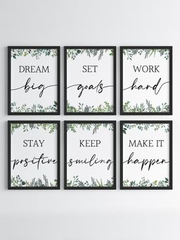 My Kids Wall - Study Room Motivational Wall Art (Set of 6)-Black (32x23 cm)