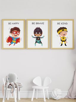 My Kids Wall - Motivational Superheroes Wall Art (Framed)-Beige (32x23 cm)