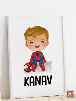 My Kids Wall - Little Superhero Personalised Wall Art (Framed)-White