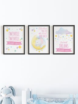 My Kids Wall - Twinkle Twinkle Little Star Wall Art (Framed Set of 3)-Black (32x23 cm)