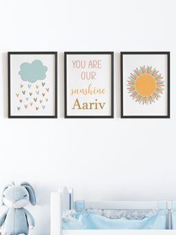 My Kids Wall - You are our Sunshine Personalised Wall Art (Framed)-Black (32x23 cm)