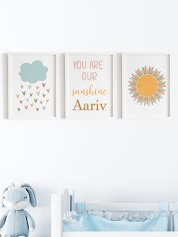 My Kids Wall - You are our Sunshine Personalised Wall Art (Framed)-White (32x23 cm)