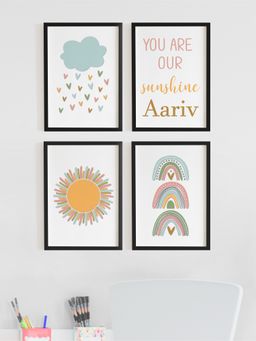 My Kids Wall - You are our Sunshine Personalised Wall Art (Framed)-Black (32x23 cm)