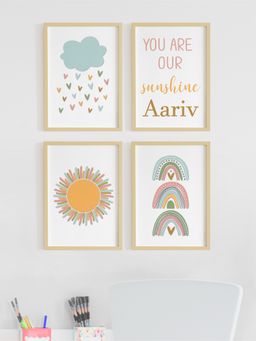 My Kids Wall - You are our Sunshine Personalised Wall Art (Framed)-Beige (32x23 cm)
