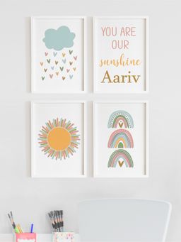 My Kids Wall - You are our Sunshine Personalised Wall Art (Framed)-White (32x23 cm)