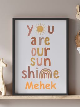 My Kids Wall - You are our Sunshine Personalised Wall Art (Framed)-Black (32x23 cm)